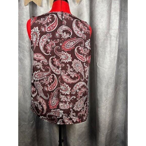 LOFT Outlet Women's Paisley Blouse Short Sleeve Top Medium - Picture 5 of 6